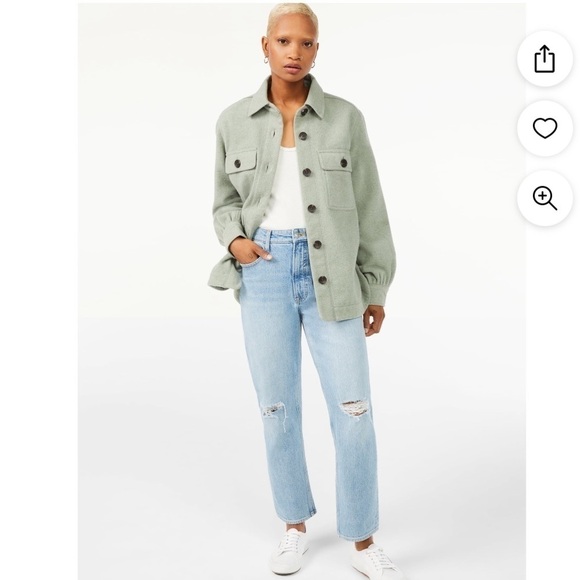 FREE ASSEMBLY SOFT WOOL BLEND SAGE GREEN SHACKET SIZE XL EUC - Picture 12 of 14